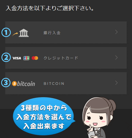 Highlow.com（ハイローオーストラリア）の3種類の入金方法
