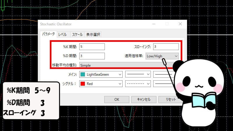 highlow.com(ハイローオーストラリア)ストキャスティクスの設定