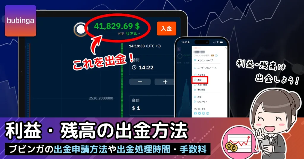 ブビンガバイナリーの利益・残高を出金する方法と出金申請手順