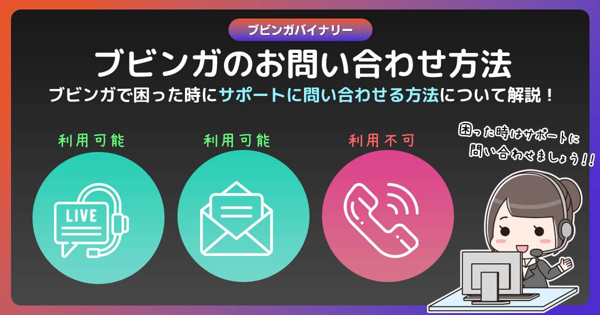ブビンガバイナリーで困った時の連絡方法|サポートへの問い合わせ手順