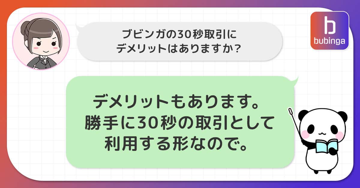 ブビンガの30秒取引にあるデメリット