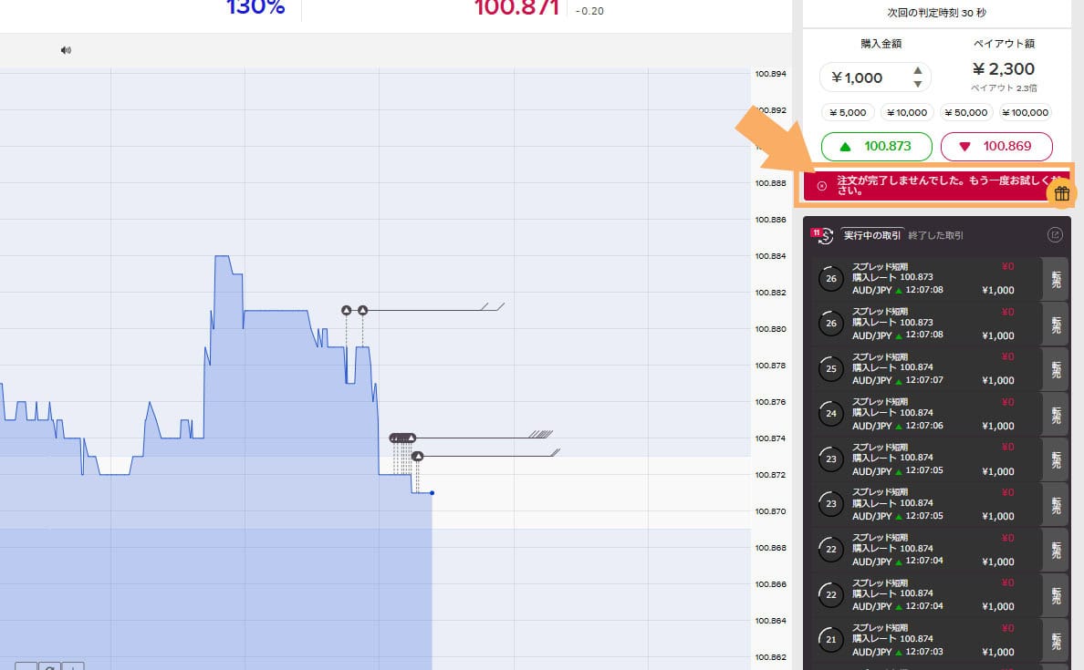 ザオプション約定拒否