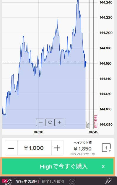 SP画像ザオプションデモ取引 HIGHかLOWの選択