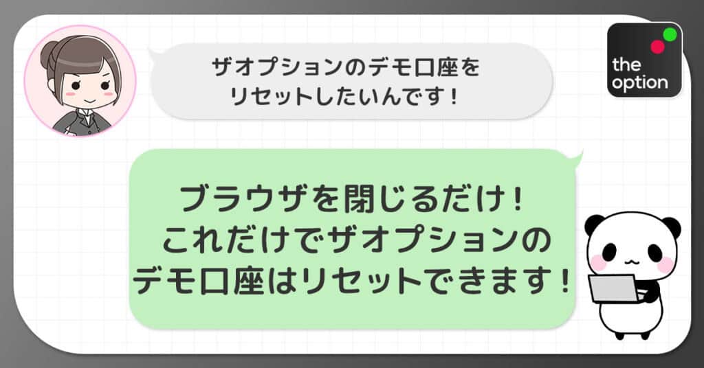 ザオプションのデモ口座をリセットする方法