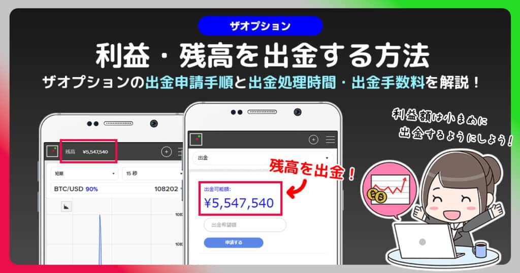 ザオプションの出金方法徹底ガイド|出金条件・出金に掛かるまでの時間を解説！