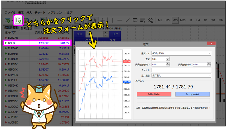 XMデモ口座で注文・デモトレードの仕方