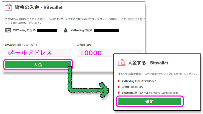 XMの入金ビットウォレット