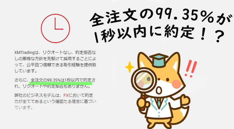 XMは全取引の99％が約定