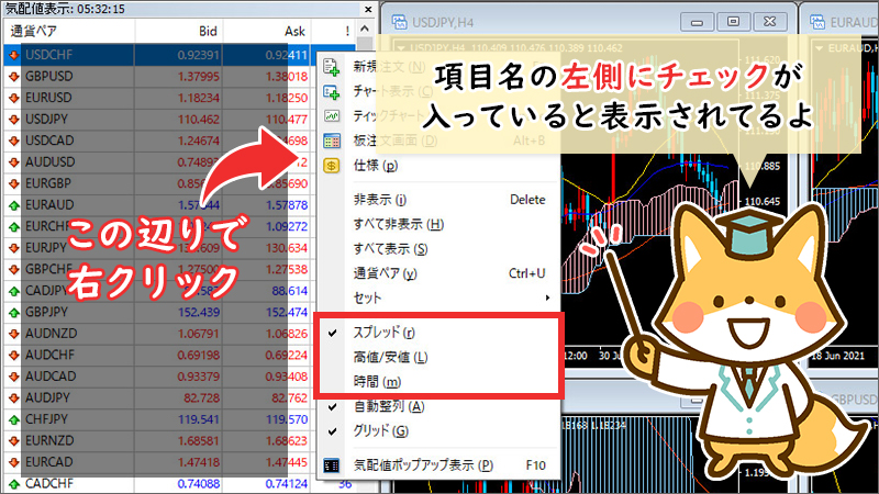 表示する通貨ペアのセットを作成して保存する