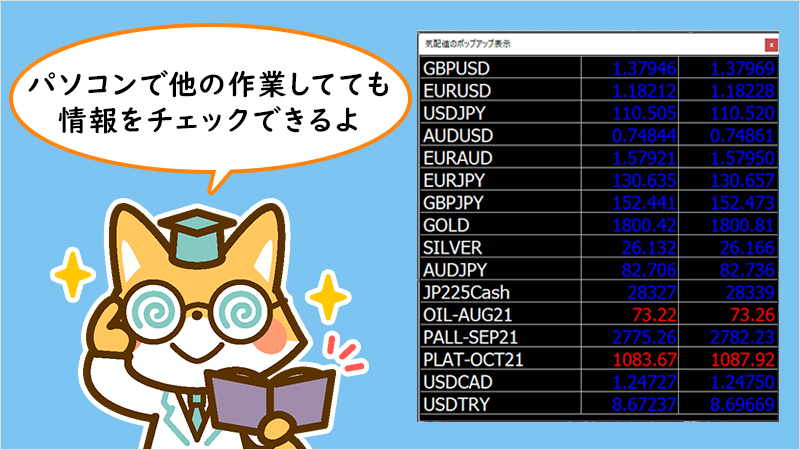 気配値ポップアップを表示する