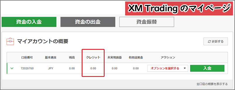 XMのマイページからボーナス残高を確認する