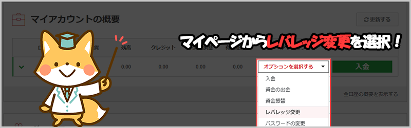 XMで会員マイページからレバレッジを変更する