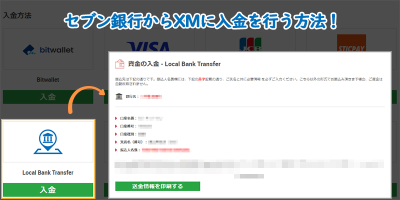 XMで銀行送金を使って入金をする方法