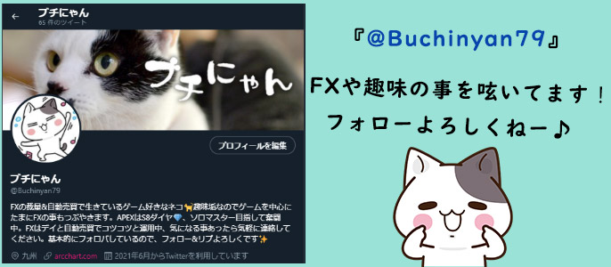 ブチにゃんのXMで億り人生活のTwitterアカウント